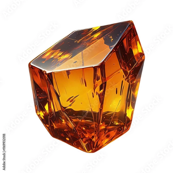 Obraz Crystal of amber isolated on transparent background