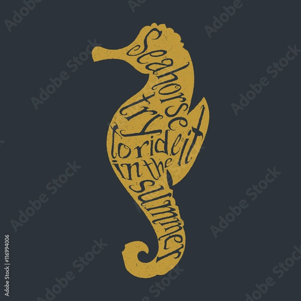 Fototapeta Typography lettering seahorse