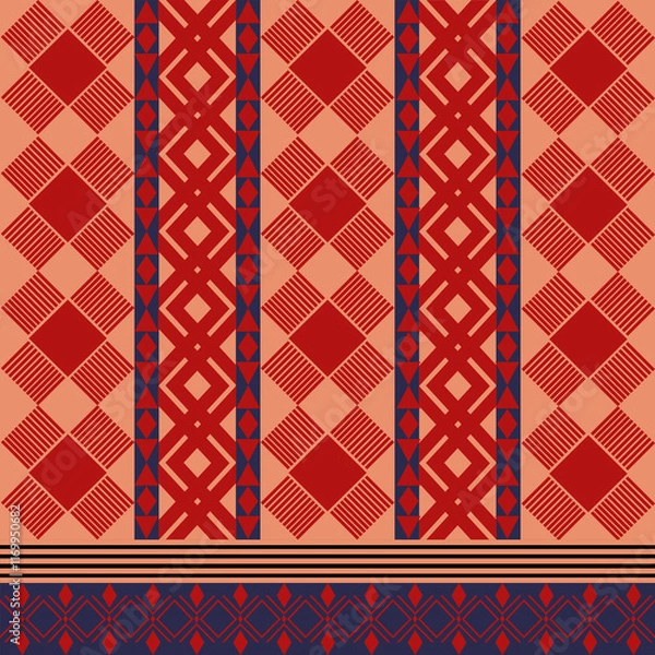 Fototapeta Geometric Ethnic pattern, Native American tribal fabric, tile, carpet, vector, illustration design