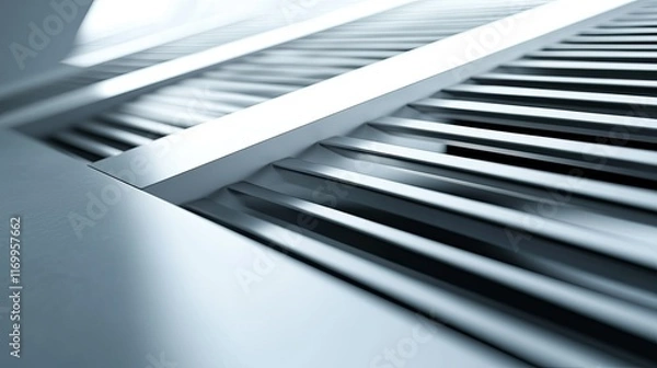 Obraz Close-Up View of Metallic Slats and Lines in Modern Architecture
