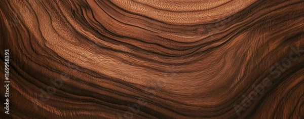 Fototapeta Close-Up of Polished Walnut Wood Surface with Natural Grain Patterns