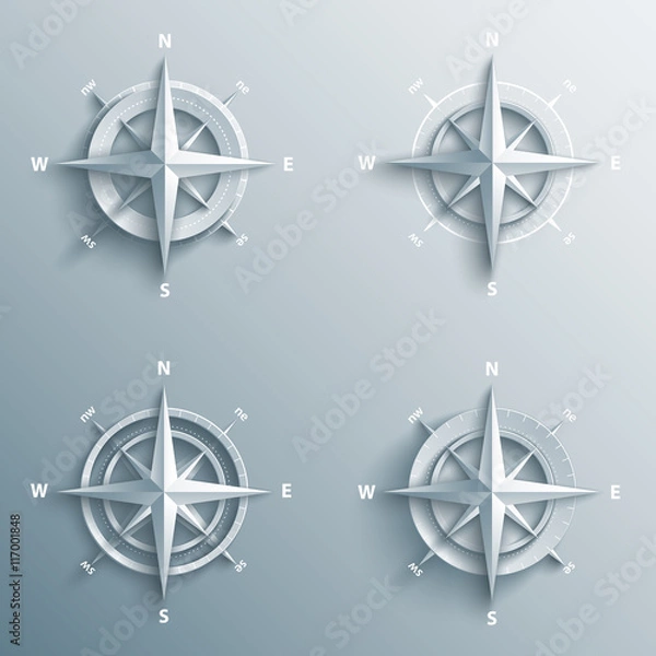 Obraz Set of 3d wind roses
