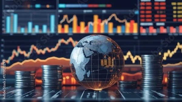 Fototapeta "Exploring the future outlook of the 2025 stock market, analyzing its data landscape, and understanding the impact on global economies, focusing on trends, predictions, and economic shifts."