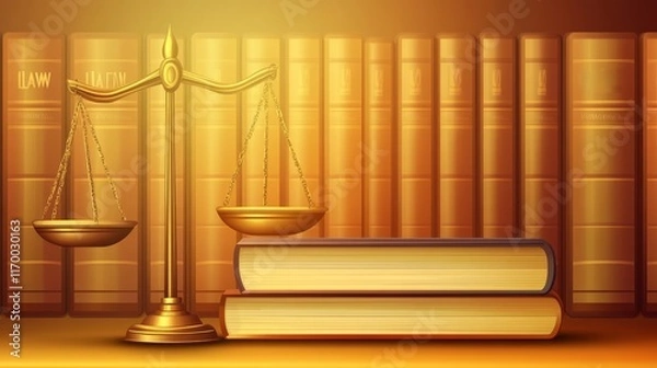 Fototapeta A scale of justice beside law books, symbolizing legal principles and justice.