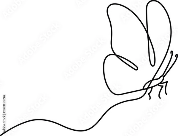 Fototapeta Butterfly Continuous One Line Drawing