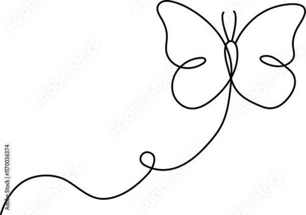 Fototapeta Butterfly Continuous One Line Drawing
