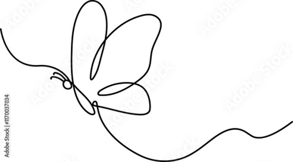 Fototapeta Butterfly Continuous One Line Drawing