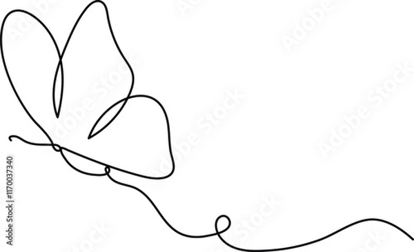 Fototapeta Butterfly Continuous One Line Drawing