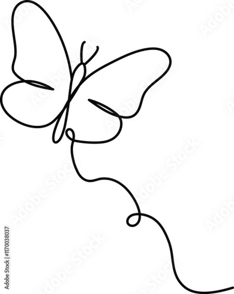 Fototapeta Butterfly Continuous One Line Drawing