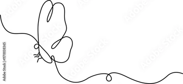 Fototapeta Butterfly Continuous One Line Drawing