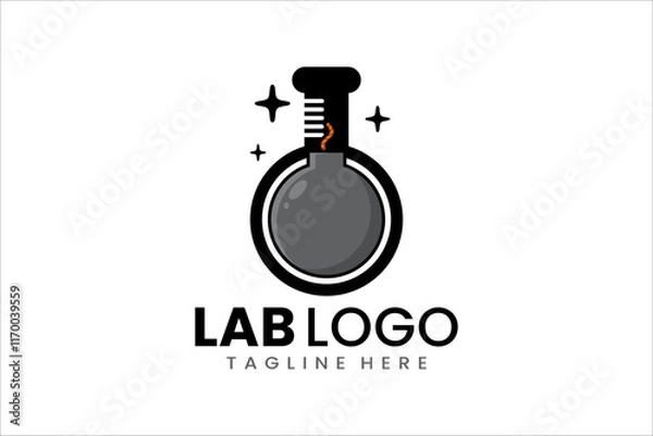 Fototapeta Lab bomb logo combining science and energy for modern and creative branding projects