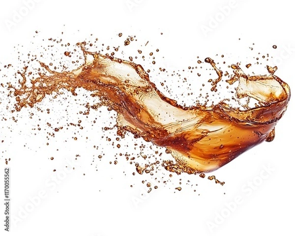 Fototapeta Brown liquid splash isolated on white background.