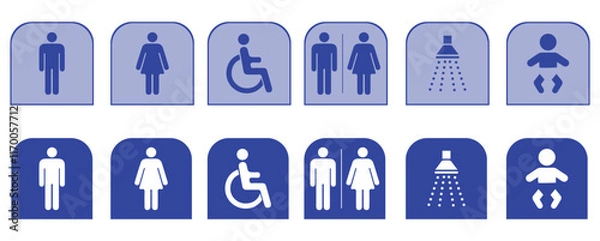 Fototapeta WC & Toiletten - Piktogramme - Sanitär Symbole