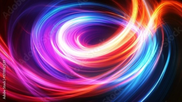 Obraz Abstract swirling light trails in vibrant colors creating a dynamic and energetic visual effect suitable for backgrounds and artistic themes