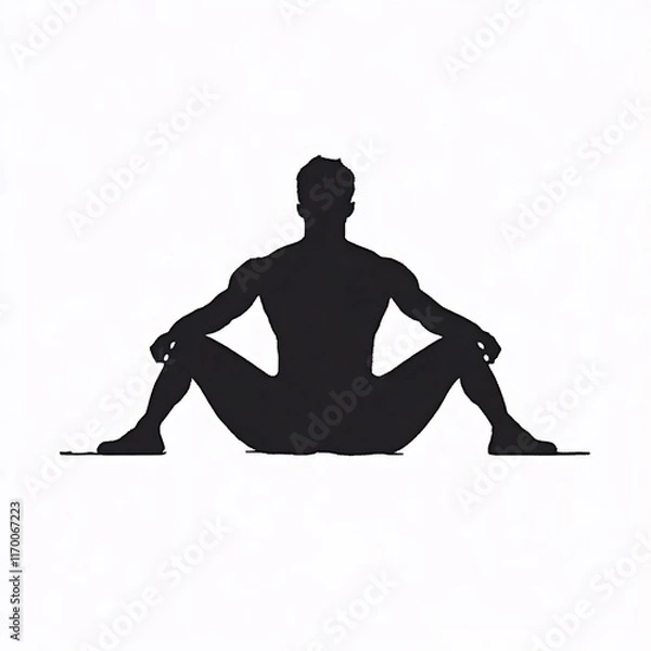 Fototapeta Serene Minimalist Vector Illustration: Man Meditating, Cross-Legged Pose. AI Generated