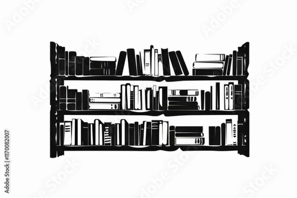 Fototapeta Enigmatic silhouette in a simple depiction of a library bookshelf