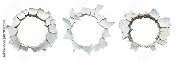 Fototapeta Isolated Broken Wall Pieces on Transparent Background for Design Use