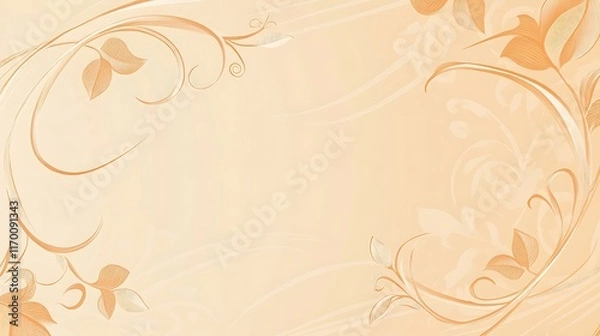 Fototapeta Elegant Peach Background With Delicate Floral Design