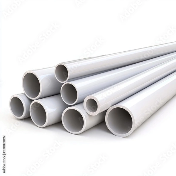 Obraz PVC pipes in different sizes, isolated white background