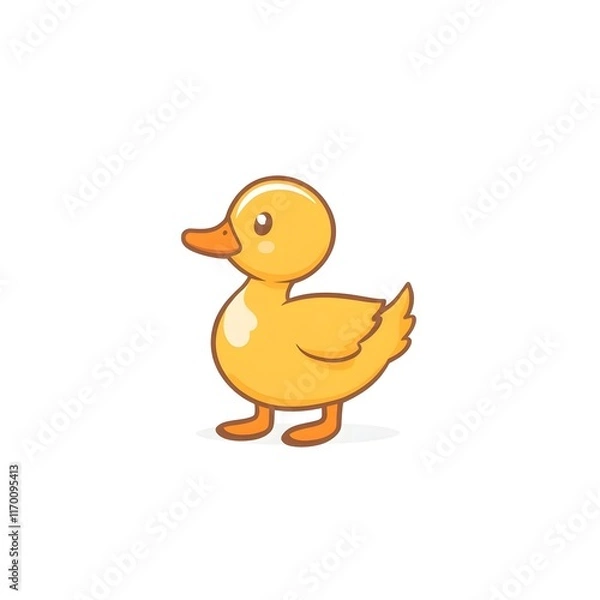 Fototapeta A cute, cartoon-style yellow duck standing upright with a cheerful expression.