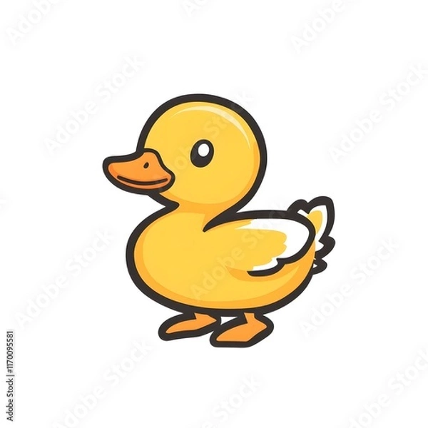 Fototapeta A cartoon-style yellow duckling with a cheerful expression.