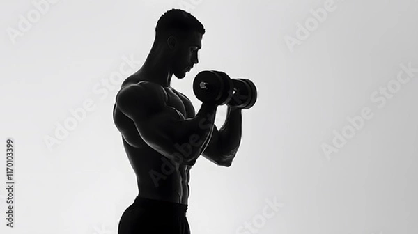 Fototapeta A_fitness_trainer_lifting_dumbbells_focused_pose_isolate