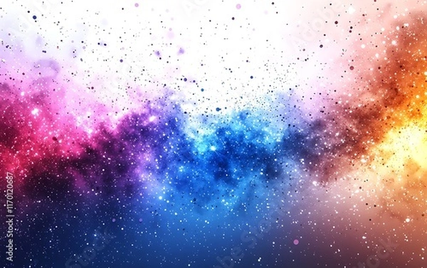 Fototapeta Colorful nebula with vibrant hues, stars, and cosmic dust.