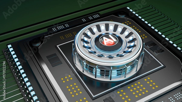 Fototapeta artificial intelligence, ai, cpu, gpu, pc, processor, personal computer, 3d illustration