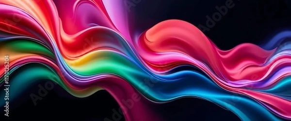 Obraz Vibrant Waves Flow Smoothly in Cool, Dark Space