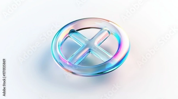 Fototapeta Iridescent Glass X Symbol Abstract Circular Design Colorful Close up