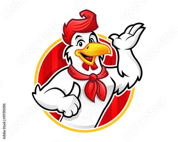 Obraz Chicken logo, chicken mascot, chicken character. Suitable for restaurant logo. Vector of chicken character.