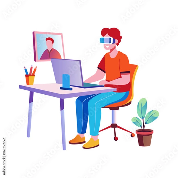 Fototapeta Vr course illustration in flat style 

