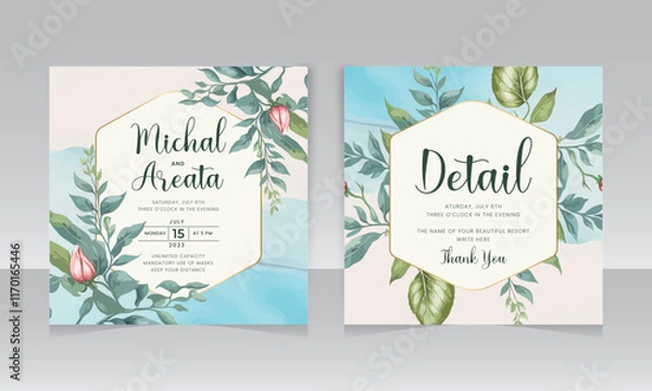 Fototapeta Flower botanical instagram frame post background. Suitable for social networks posts, web banners, wedding cards. Puzzle feed