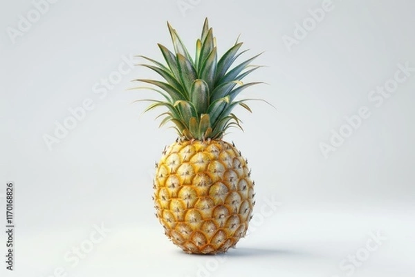 Obraz pineapple isolated  Ripe whole pineapple isolated on white  pineapple isolated on white