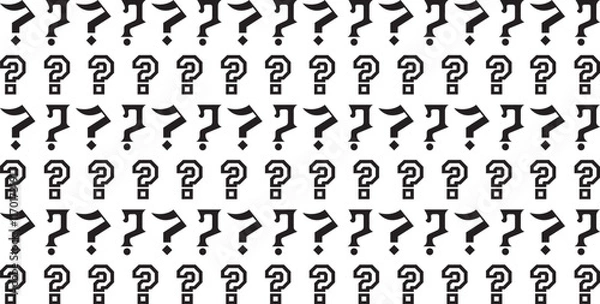 Obraz Black question mark on a white background. Question mark seamless pattern.