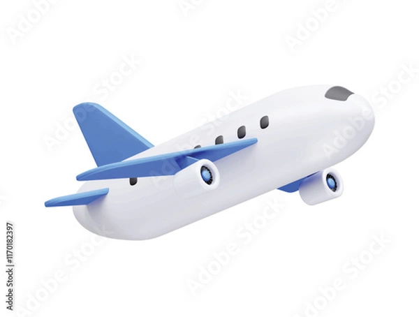 Fototapeta Airplane 3d icon vector 3d illustration render