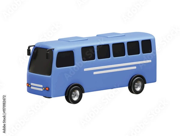 Fototapeta bus icon 3d rendering illustration