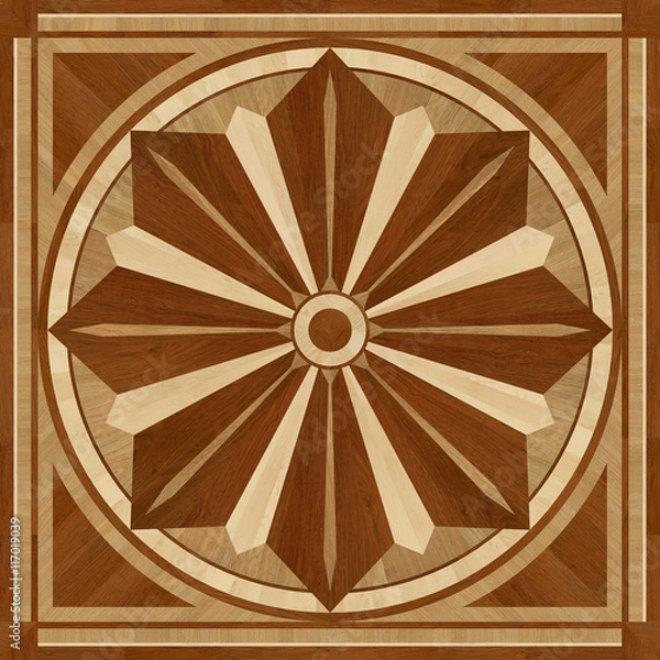 Obraz Medallion design parquet floor, wooden seamless texture for 3D 
