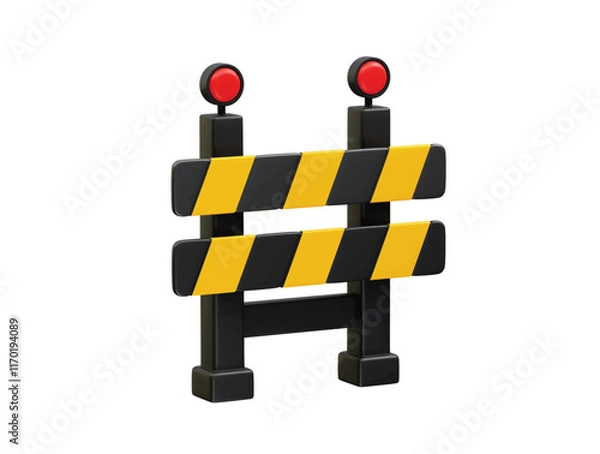 Fototapeta Road barrier with yellow stripe icon illustration 3d. Traffic Barrier icon 3d render