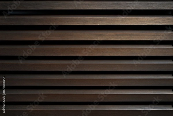Fototapeta Dark brown horizontal wood slat texture.