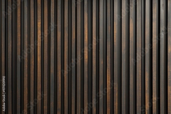Obraz Dark brown vertical wood slat wall panel background texture.