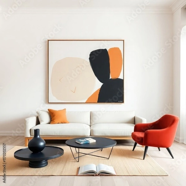 Fototapeta modern living room with transparent background, modern living room ,living room interior ,living room with fireplace