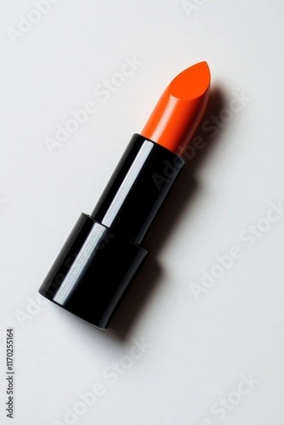 Obraz A striking orange lipstick in a black tube, ready to enhance any look.