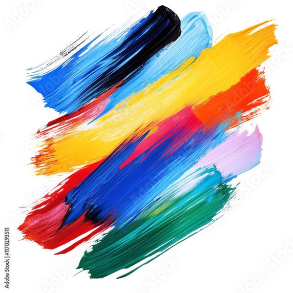 Fototapeta Colorful abstract paint strokes create vibrant and dynamic composition