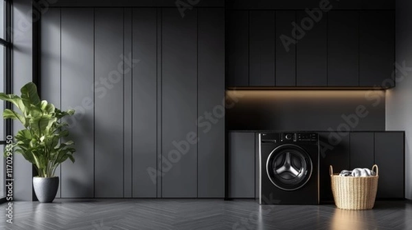 Obraz Modern Dark Laundry Room Interior Design