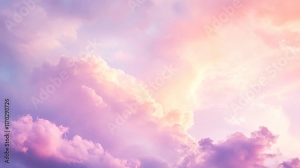 Fototapeta Beautiful pastel cloud floating softly in a clear blue sky at sunset