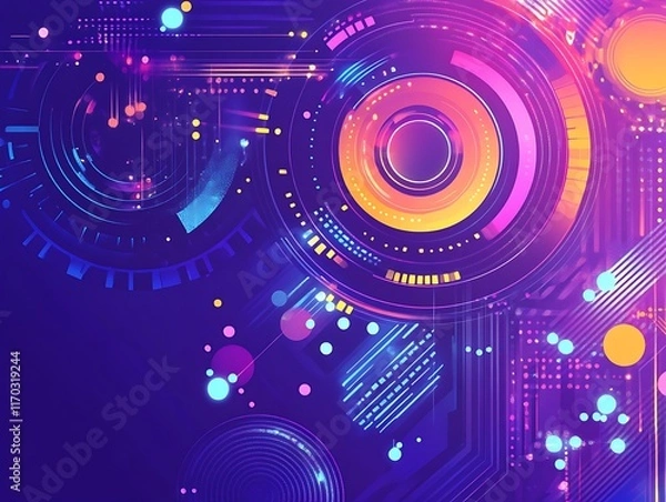 Obraz Abstract Neon Technology Circuit Design Artwork