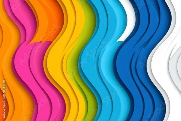 Fototapeta Vibrant Wavy Lines in Bright Colors Creating Dynamic Background Design