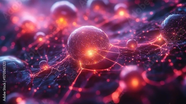 Fototapeta Vibrant Neuronal Connections: Pulsing Energy in the Cosmic Network