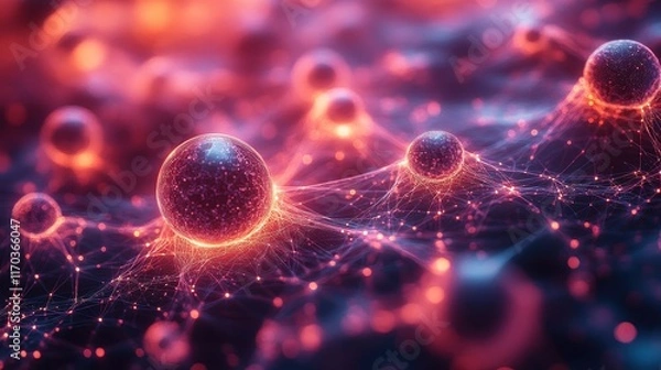 Obraz Glowing Neural Network in Vibrant Colors